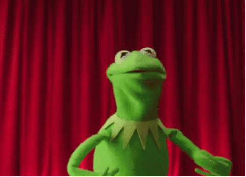 Kermit Excited before Red Curtain