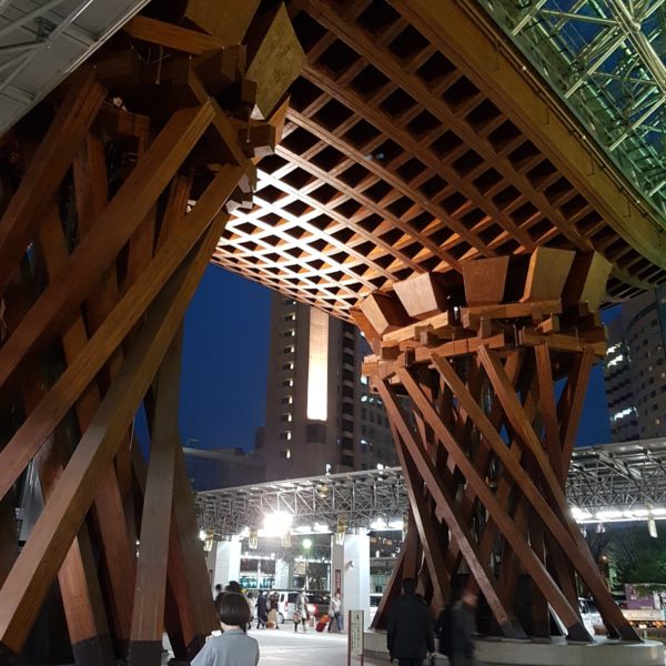 Wooden Art installation at Kanazawa Train Station