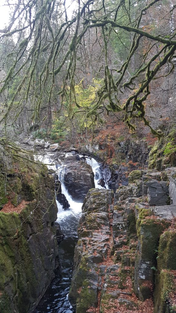 Waterfall at the Hermitage Park in Scotland