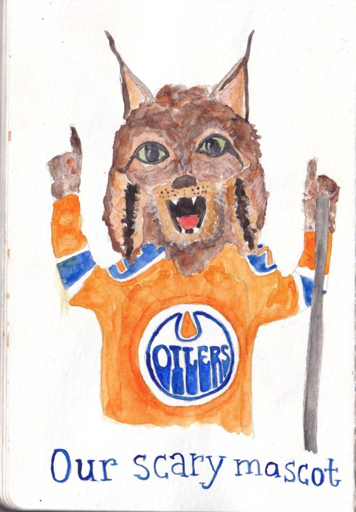 Hunter the Lynx, the current Oilers Mascot - A bit scary looking.