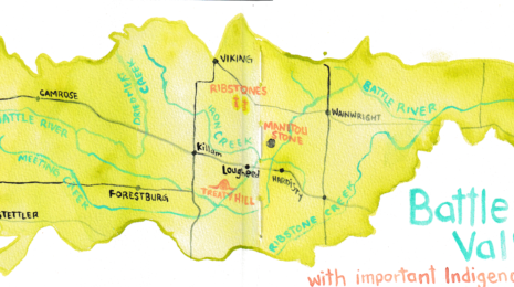 Battle River Valley Map with Indigenous Landmarks