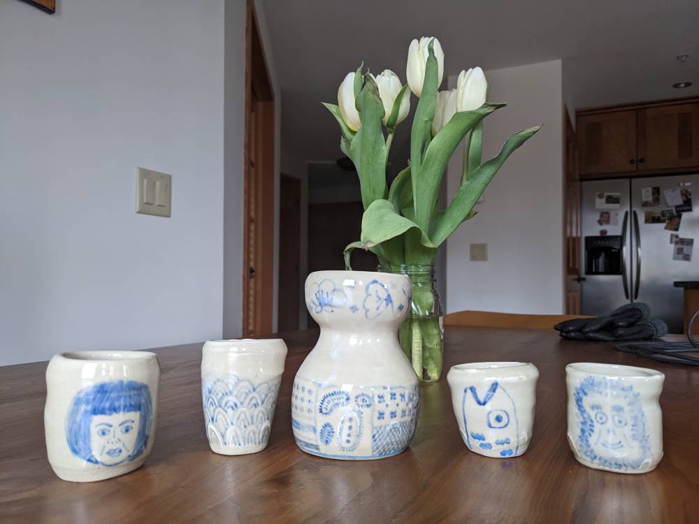 The finished homemade sake set based on my trip to Japan in 2017.