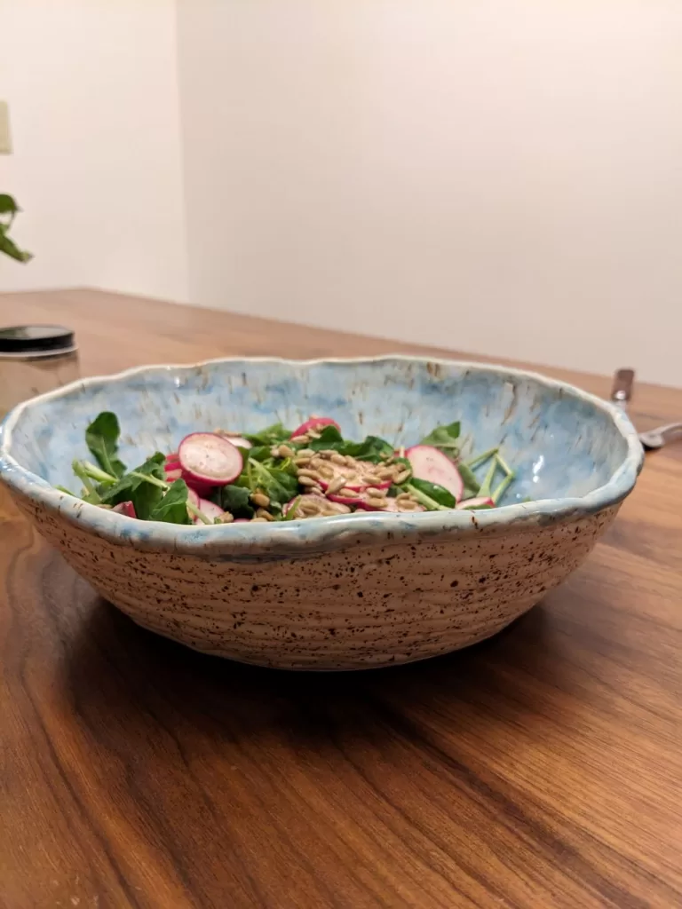 Coil bowl with salad inside